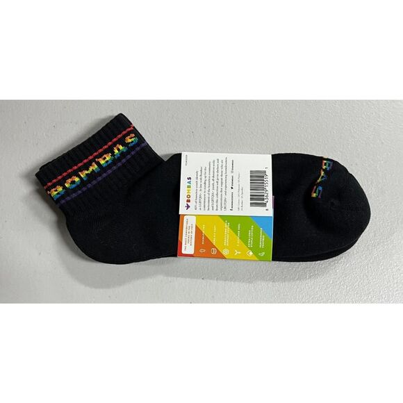 2 Pack Rainbow Bombas Bee Proud Quarter Pride Socks Black Large Unisex NWT - Picture 4 of 4